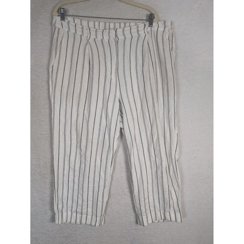 Old Navy Taylor Wide Leg Trouser Women's L White Striped Extra High-Rise Linen